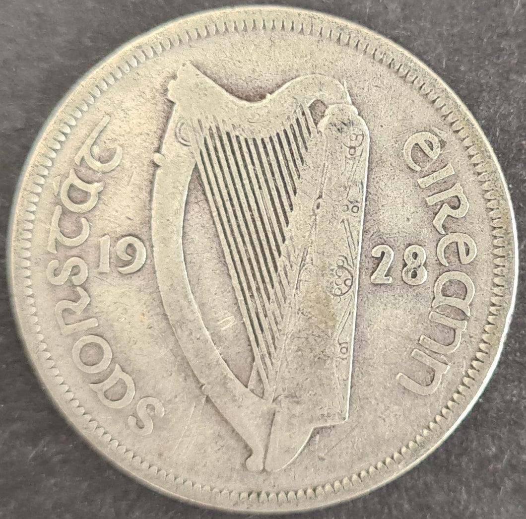 Ireland 1928 1/2 Crown Silver Coin