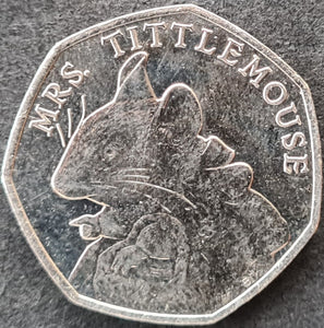 England 50 Pence Coin 2018  (Mrs Tittlemouse - Beatrix Potter )