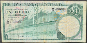 Scotland 1 Pound Banknote Royal Bank of Scotland 1970