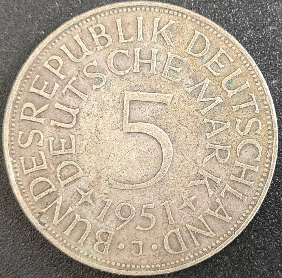 1951 Germany 5 Deutsche Mark Silver Coin – Coinpeeps