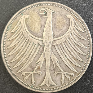 1951 Germany 5 Deutsche Mark Silver Coin