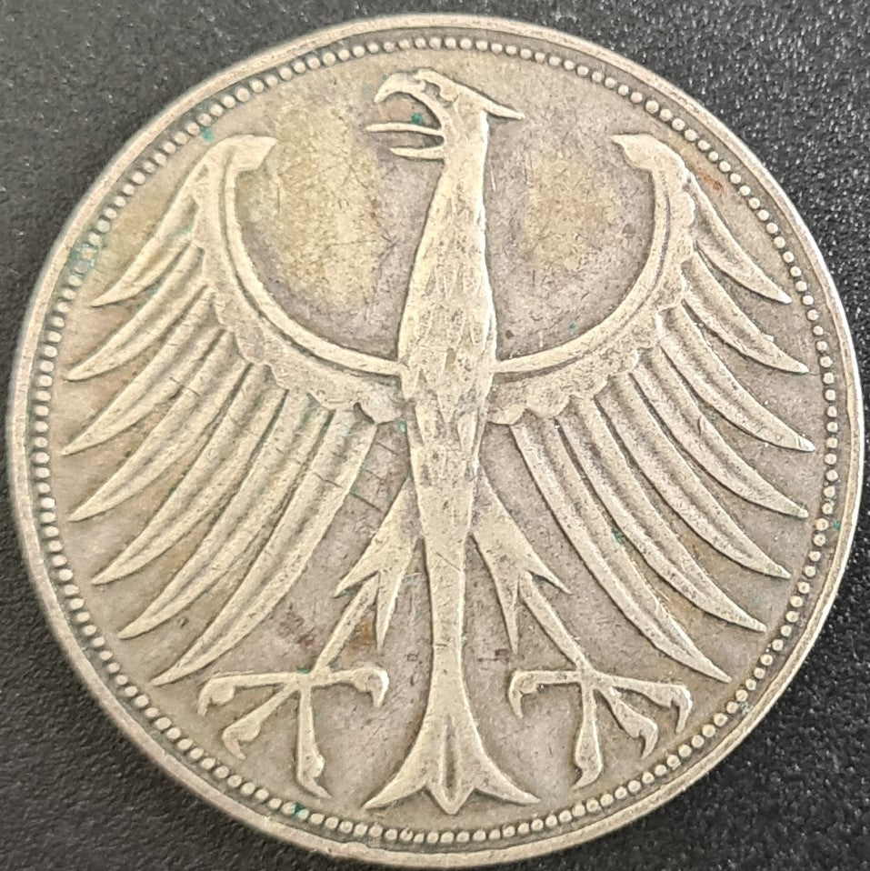 1951 Germany 5 Deutsche Mark Silver Coin