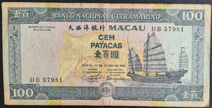 Macau 100 Patacas 1992 Banknote