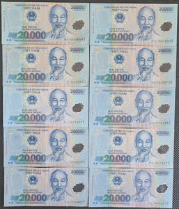 10 x Vietnam 20,000 Dong Banknotes