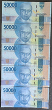 Load image into Gallery viewer, 5 x Indonesia 50,000 Rupiah Banknotes
