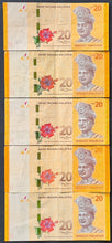 Load image into Gallery viewer, 5 x Malaysia 20 Ringgit Banknotes
