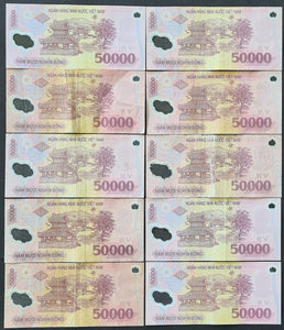 10x  Vietnam 50,000 Dong Banknotes