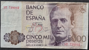 Spain 5000 Pesetas Banknote 1979