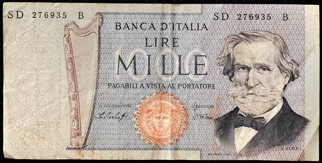 Italy 1000 Lire Banknote 1975