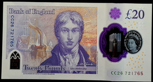 England 20 Pounds Polymer Banknote