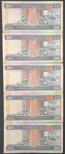 5 x Hong Kong 20 Dollar Banknotes HSBC 1990's