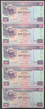 Load image into Gallery viewer, 5 x Hong Kong 50 Dollar Banknotes HSBC 1990&#39;s
