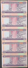 Load image into Gallery viewer, 5 x Hong Kong 50 Dollar Banknotes HSBC 1990&#39;s
