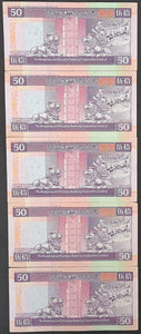 5 x Hong Kong 50 Dollar Banknotes HSBC 1990's