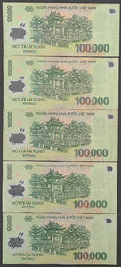 5 x Vietnam 100 000 Banknotes