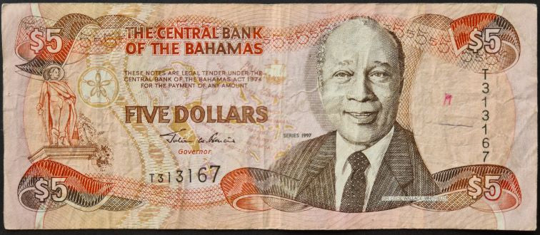 Bahamas 5 Dollars Banknote