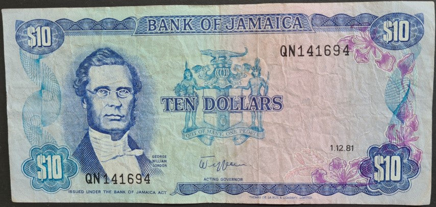 Jamaica 10 Dollars Banknote