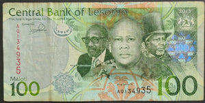 Lesotho 100 Maloti Banknote