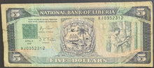 Load image into Gallery viewer, Liberia 5 Dollars Banknote
