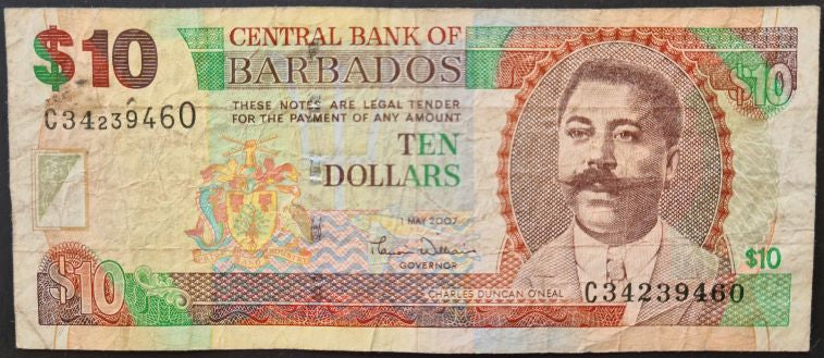 Barbados 10 Dollars Banknote